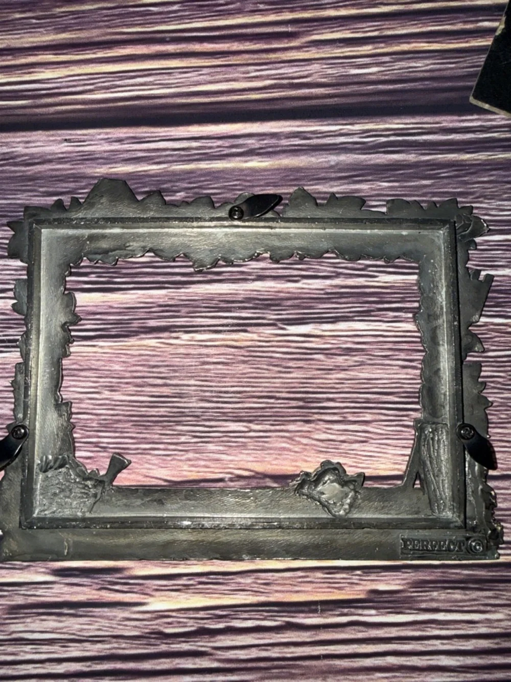 Perfect Art Nouveau Pewter Garden Theme Silver Photo Frame. Watering Can Flowers